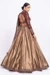 Shop_Vvani by Vani Vats_Brown Lehenga Tissue Blouse  Dupatta Embroidery V Bridal Set_at_Aza_Fashions