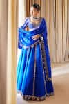 Buy_Vvani by Vani Vats_Blue Lehenga And Dupatta Satin Organza Embroidered Mirror Work Bridal Set _at_Aza_Fashions