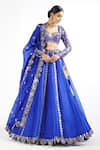 Vvani by Vani Vats_Blue Lehenga And Dupatta Satin Organza Embroidered Mirror Work Bridal Set _Online_at_Aza_Fashions