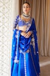 Buy_Vvani by Vani Vats_Blue Lehenga And Dupatta Satin Organza Embroidered Mirror Work Bridal Set _Online_at_Aza_Fashions