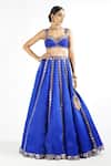 Shop_Vvani by Vani Vats_Blue Lehenga And Dupatta Satin Organza Embroidered Flower Linear Bridal Set _Online_at_Aza_Fashions