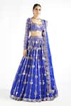 Buy_Vvani by Vani Vats_Blue Lehenga And Blouse Georgette Embroidered Mirror Work Floral Bridal Set _Online_at_Aza_Fashions