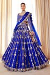 Buy_Vvani by Vani Vats_Blue Lehenga And Blouse Georgette Embroidered Mirror Work Floral Bridal Set _at_Aza_Fashions