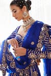 Vvani by Vani Vats_Blue Lehenga And Blouse Georgette Embroidered Mirror Work Floral Bridal Set _at_Aza_Fashions