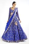 Vvani by Vani Vats_Blue Floral Mirror Embroidered Lehenga Set_Online_at_Aza_Fashions