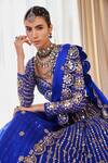 Vvani by Vani Vats_Blue Floral Mirror Embroidered Lehenga Set_at_Aza_Fashions