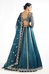 Shop_Vvani by Vani Vats_Green Lehenga And Dupatta Satin Organza Embroidered Flower Linear Bridal Set_at_Aza_Fashions