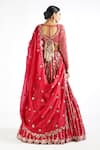 Vvani By Vani Vats_Red Dupatta Satin Organza, Lehenga And Blouse Floral Embroidered Bridal Set _Online_at_Aza_Fashions