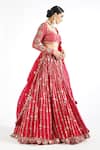 Buy_Vvani By Vani Vats_Red Dupatta Satin Organza, Lehenga And Blouse Floral Embroidered Bridal Set _Online_at_Aza_Fashions