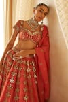 Vvani by Vani Vats_Pink Lehenga And Dupatta Satin Organza Embroidered Chandelier Drop Bridal Set _at_Aza_Fashions