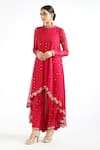 Buy Vvani By Vani Vats Red Georgette, Lining Silk Blend Mirror Work Round Embroidered Kurta And Pant Set at Aza Fashions Buy_Vvani By Vani Vats_Red Georgette, Lining Silk Blend Mirror Work Round Embroidered Kurta And Pant Set _at_Aza_Fashions