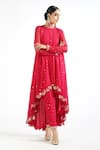 Buy Vvani By Vani Vats Red Georgette, Lining Silk Blend Mirror Work Round Embroidered Kurta And Pant Set Online at Aza Fashions Buy_Vvani By Vani Vats_Red Georgette, Lining Silk Blend Mirror Work Round Embroidered Kurta And Pant Set _Online_at_Aza_Fashions