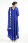 Shop_Vvani By Vani Vats_Blue Georgette, Lining Silk Blend Mirror Work Round Embroidered Kurta Pant Set _at_Aza_Fashions