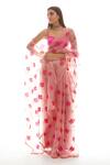 Buy_Vvani by Vani Vats_Pink Blouse Satin Saree Organza Sweetheart Neck Embroidered With  _at_Aza_Fashions