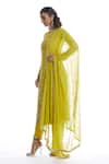 Buy_Vvani by Vani Vats_Green Georgette Round Mirror Embellished Kurta Set _Online_at_Aza_Fashions