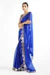 Buy_Vvani by Vani Vats_Blue Saree Satin Organza Embroidered Mirror Work Scalloped With Blouse _Online_at_Aza_Fashions