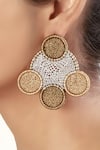 Vaidaan_Gold Plated Embroidery Quin Coins Earrings _Online_at_Aza_Fashions