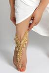 Vaidaan Gold Plated Pearls, Beads, Stones, Sequins Devarya Seashell Anklet - Set Of 2 Online at Aza Fashions Vaidaan_Gold Plated Pearls, Beads, Stones, Sequins Devarya Seashell Anklet - Set Of 2_Online_at_Aza_Fashions