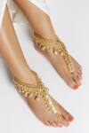 Buy Vaidaan Gold Plated Pearls, Beads, Stones, Sequins Devarya Seashell Anklet - Set Of 2 Online at Aza Fashions Buy_Vaidaan_Gold Plated Pearls, Beads, Stones, Sequins Devarya Seashell Anklet - Set Of 2_Online_at_Aza_Fashions