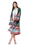 Limerick By Abirr N' Nanki_Green Habutai Silk Floral, Moroccan Open Valentia Print Jacket _Online_at_Aza_Fashions