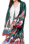 Limerick By Abirr N' Nanki_Green Habutai Silk Floral, Moroccan Open Valentia Print Jacket _at_Aza_Fashions