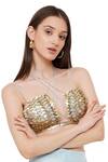 Shop_Limerick By Abirr N' Nanki_Gold Silk Butterfly V Neck Valentia Embroidered Bustier _Online_at_Aza_Fashions
