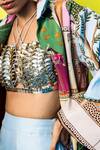 Limerick By Abirr N' Nanki_Gold Silk Butterfly V Neck Valentia Embroidered Bustier _at_Aza_Fashions