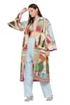 Limerick By Abirr N' Nanki Multi Color Crepe Figurine, Tree Collared Neck Valentia Printed Jacket at Aza Fashions Limerick By Abirr N' Nanki_Multi Color Crepe Figurine, Tree Collared Neck Valentia Printed Jacket _at_Aza_Fashions