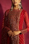 Buy_Vvani by Vani Vats_Red Georgette Round Embroidered Kurta Set  _Online_at_Aza_Fashions