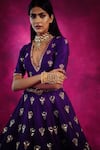 Shop_Vvani by Vani Vats_Purple Raw Silk Embroidered Lehenga Set For Women_at_Aza_Fashions