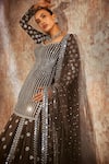 Buy_Vvani by Vani Vats_Grey Kurta And Lehenga- Georgette & Dupatta Net Embroidery Mirror & Chheeta Set 