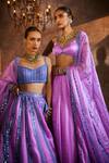 Shop_Vvani by Vani Vats_Purple Lehenga And Dupatta - Satin Organza Embellished Mirrors Scoop Seam Set _Online