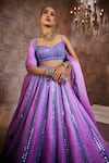 Vvani by Vani Vats_Purple Lehenga And Dupatta - Satin Organza Embellished Mirrors Scoop Seam Set _Online