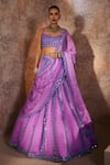 Buy_Vvani by Vani Vats_Purple Lehenga And Dupatta - Satin Organza Embellished Mirrors Scoop Seam Set _Online