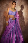 Shop_Vvani by Vani Vats_Purple Lehenga And Dupatta - Satin Organza Embellished Mirrors Scoop Seam Set 