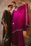 Buy_Vvani By Vani Vats_Gray V-neck Mirror And Chheeta Work Kaftan Set 