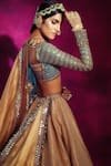 Vvani by Vani Vats_Gold Blouse Embroidered Lehenga Set_Online_at_Aza_Fashions