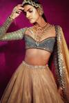 Buy_Vvani by Vani Vats_Gold Blouse Embroidered Lehenga Set_Online_at_Aza_Fashions