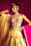 Shop_Vvani by Vani Vats_Gold Blouse Mirror Embroidered Lehenga Set_at_Aza_Fashions