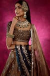 Buy_Vvani by Vani Vats_Brown Blouse Embroidered Lehenga Set_Online_at_Aza_Fashions