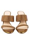 Shop_Vanilla Moon_Brown Embroidery Vania Block Heel Sandals_at_Aza_Fashions