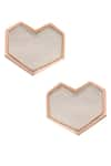 Buy_Varnika Arora_Gold Plated Mother Of Pearl Handcrafted Heart Stud Earrings _at_Aza_Fashions