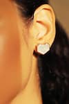 Varnika Arora_Gold Plated Mother Of Pearl Handcrafted Heart Stud Earrings _Online_at_Aza_Fashions