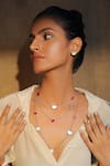 Shop_Varnika Arora_Gold Plated Mother Of Pearl Layered Heart Necklace _at_Aza_Fashions