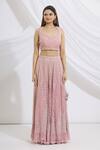 Vandana Sethi_Pink Chikankari Sweetheart Neck Bridal Lehenga Set_Online_at_Aza_Fashions