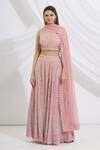 Buy_Vandana Sethi_Pink Chikankari Sweetheart Neck Bridal Lehenga Set_Online_at_Aza_Fashions