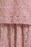 Vandana Sethi_Pink Chikankari V Neck Kurta Lehenga Set _at_Aza_Fashions