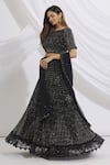 Buy_Vandana Sethi_Black Chikankari Boat Lehenga Set _at_Aza_Fashions