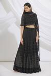 Buy_Vandana Sethi_Black Chikankari Boat Lehenga Set _Online_at_Aza_Fashions