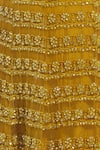 Vandana Sethi_Yellow Chikankari Square Neck Bridal Lehenga Set _at_Aza_Fashions